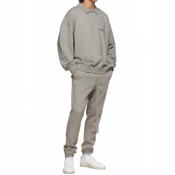 Fear of God Essentials Core Collection Long Sleeve Polo Dark Heather Oat… - Picture 10 of 10